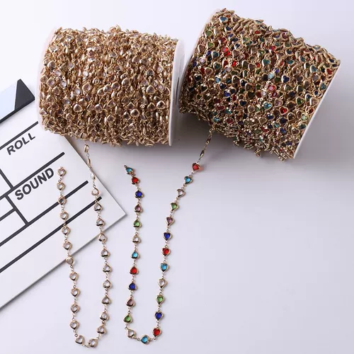 Медная цепь, стеклянная лента, цирконий, ожерелье и браслет, цепочка, аксессуар, аксессуары, 6мм, «сделай сам»