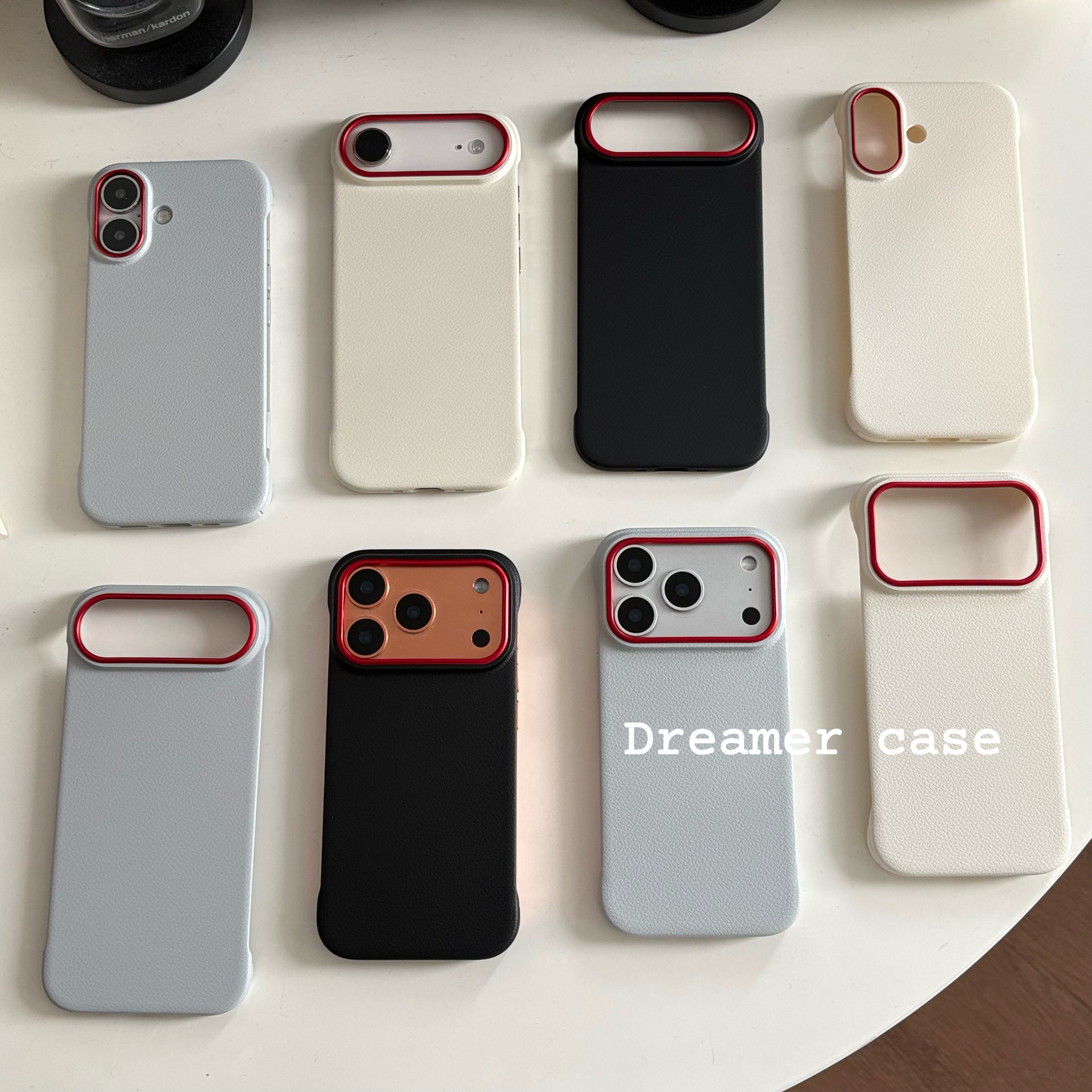 Dreamer｜简约纯色皮纹金属镜框适用苹果17pro Max/16pro磨砂亚克力iPhone Air保护套iPhone18 pro防摔15pro图片