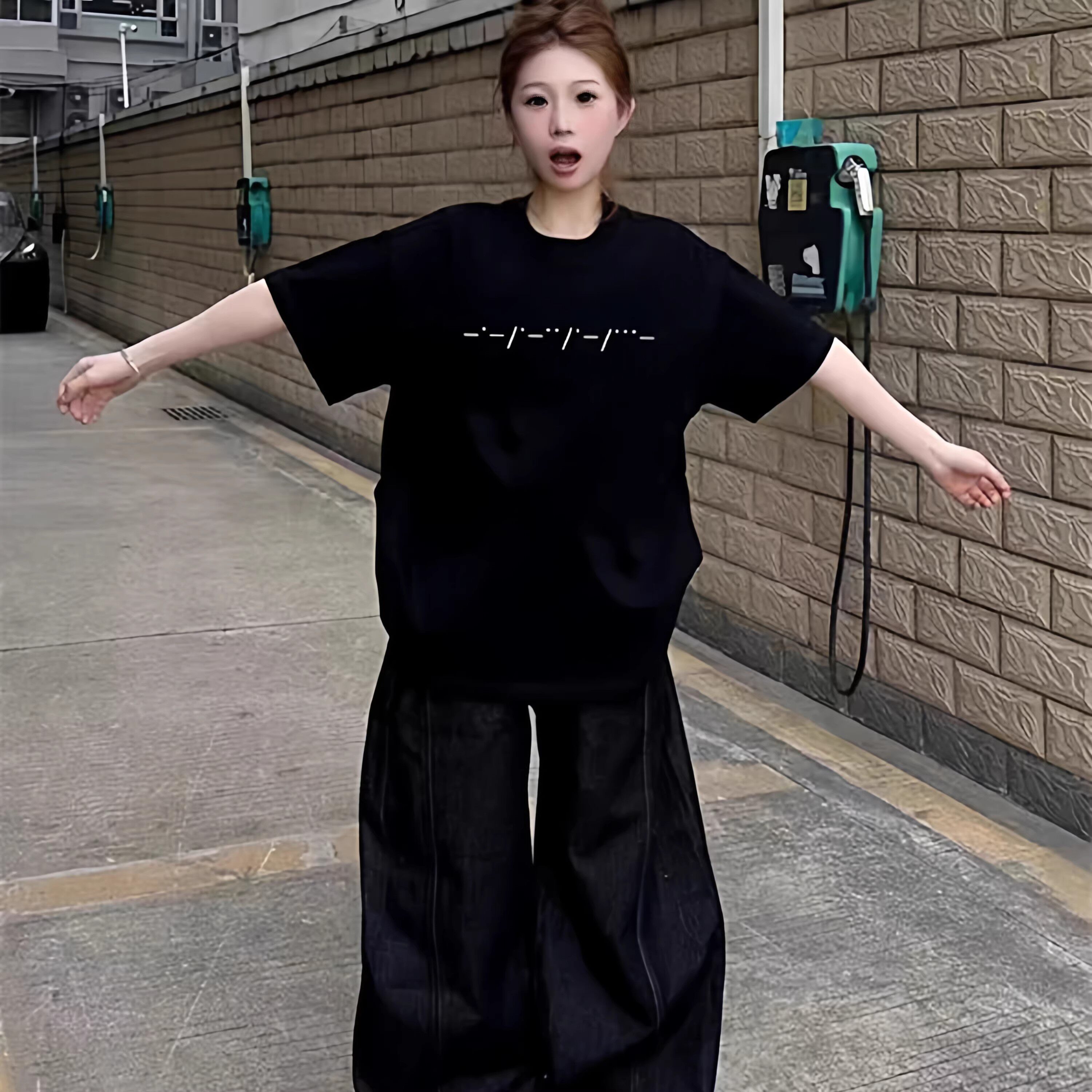 潮牌美式重磅纯棉黑色短袖t恤女2026新款夏季慵懒风宽松半袖上衣