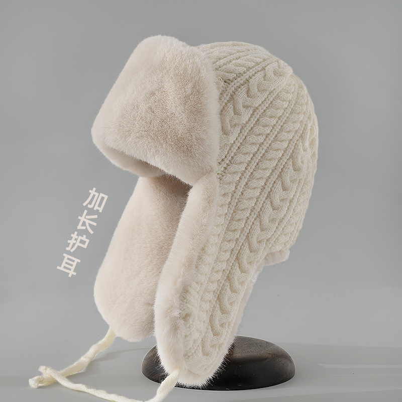 非常厚的针织雷锋帽毛茸茸保暖