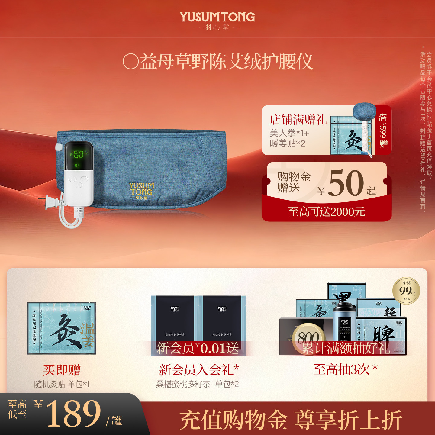 羽心堂艾绒护腰带艾灸宝家用坐垫保暖御寒垫护腰仪