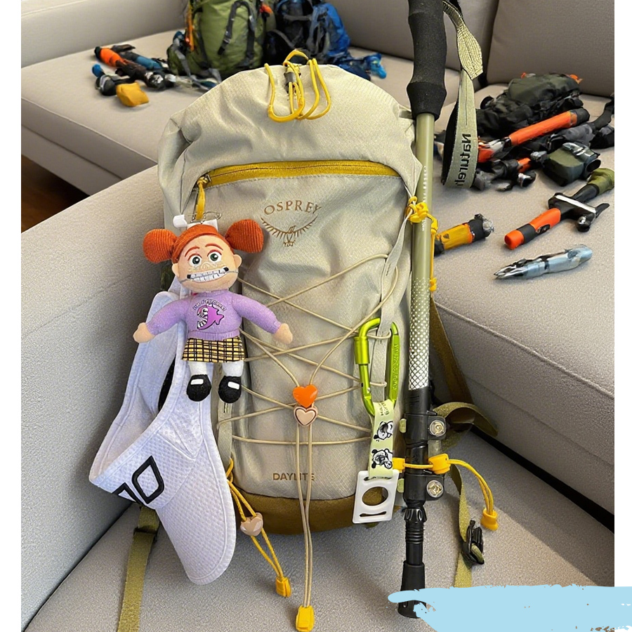 登山包改造挂件背包扩展空间弹力绳固定扣登山杖绳尾夹扣卡通配饰