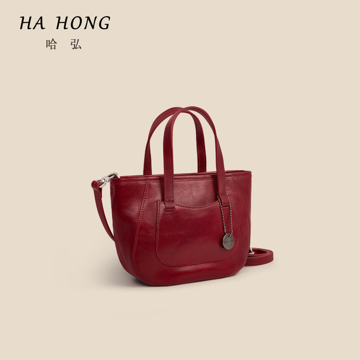 头层牛皮半圆包手拎包女款小包图片
