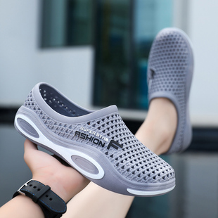 外穿包头拖鞋 夏季 男士 开车防滑运动韩版 洞洞鞋 潮流休闲沙滩鞋 男款