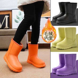 加绒加厚厚底中筒雨鞋 2025冬季 防滑外外穿棉鞋 防水雪地靴女款 新款