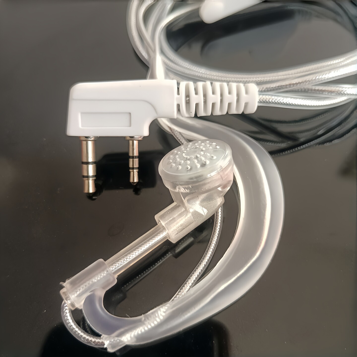 对讲机耳机线白色耳挂式耳塞耳唛K头通用插口适合国产无线电手台