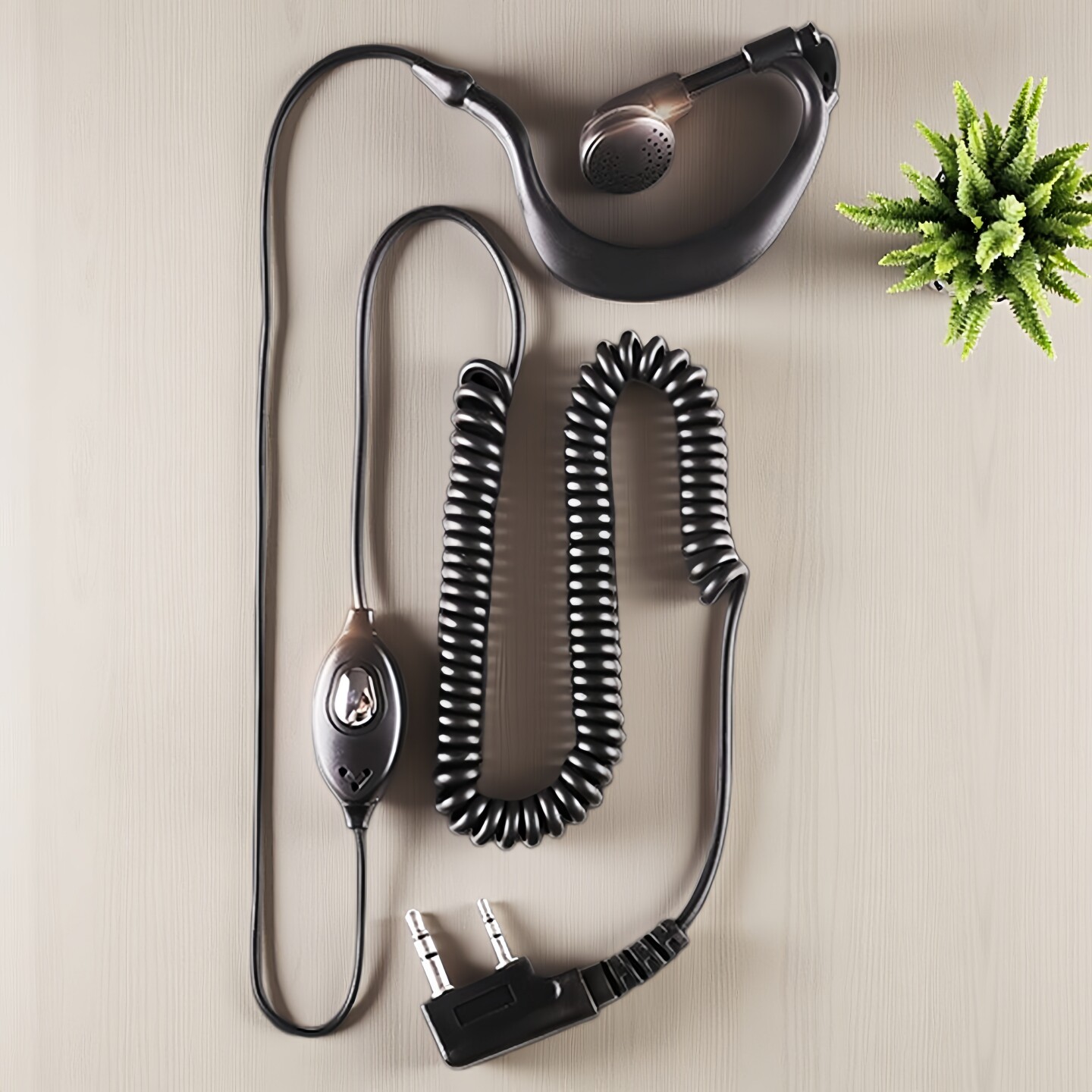 对讲机耳机线对讲讲机线通用K头黑色伸缩曲线耳唛A16高清晰耳挂式