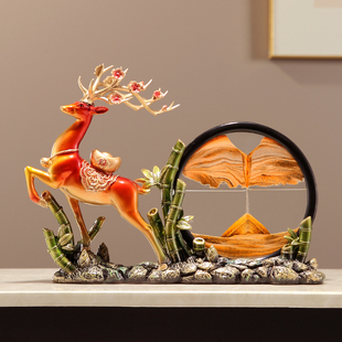 新中式一路高升流沙画 画摆件办公室客厅酒柜装饰品乔迁开 业高档