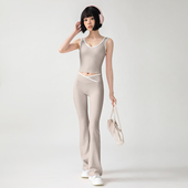 运动裸感健身服套装 lulu瑜伽背心U型领口时尚 撞色美背带胸垫无袖