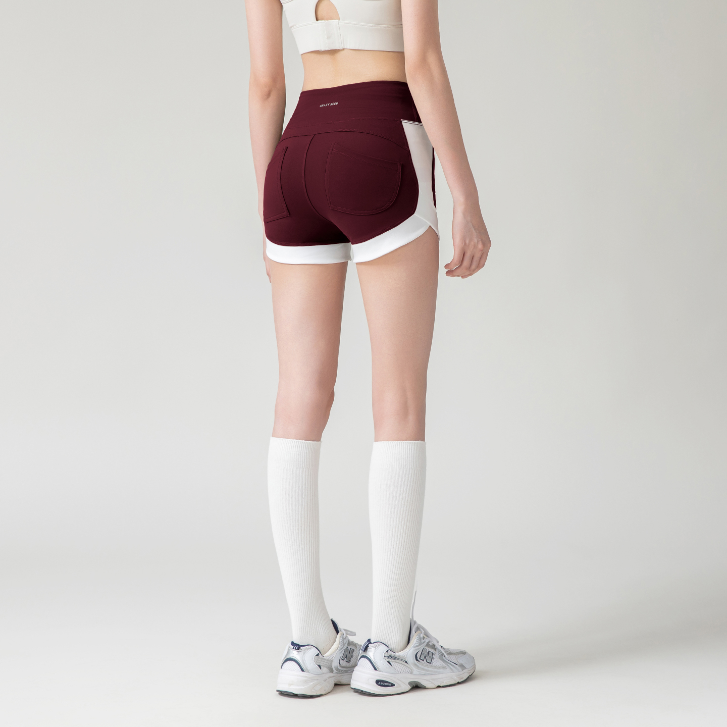 瑜伽短裤女高腰健身拼色紧身裤蜜桃提臀夏季运动训练跑步三分裤夏