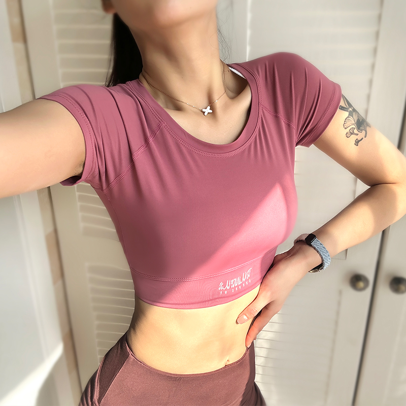 网红健身服短袖女紧身上衣显瘦