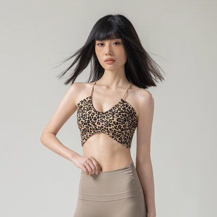性感美背健身上衣运动文胸女瑜伽服挂脖内衣舞蹈裹胸聚美大胸显小