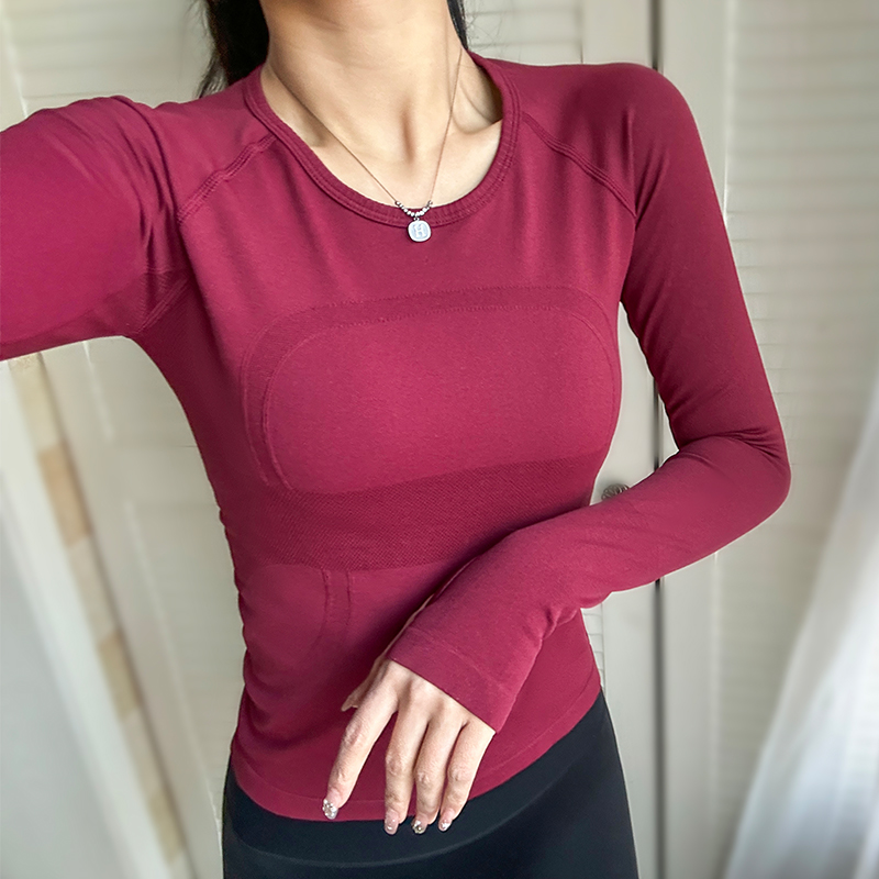 运动长袖紧身吸汗上衣女专业训练跑步瑜伽长袖健身服无缝显瘦T恤