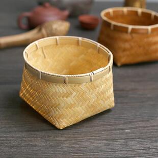 竹编收纳小篓子农村老式竹篮子零食水果收纳筐手工迷你工艺竹编篮