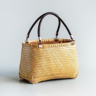 手工竹编包中式复古禅意茶服包竹篮子茶艺茶具收纳包女士手提包