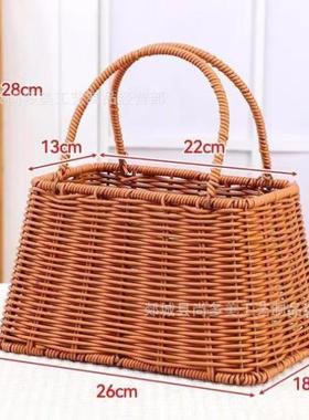 母亲节花篮藤编新款花盆野餐纯手工编织藤素手提田园创意藤编花艺