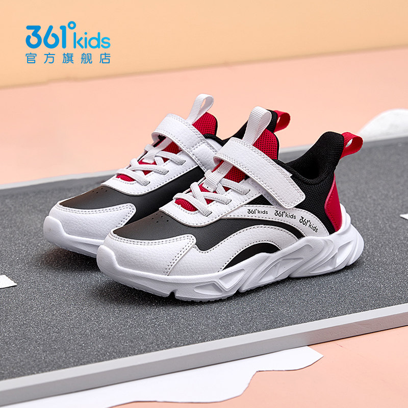 361儿童皮面防水跑步鞋春季新款童鞋防滑运动鞋魔术贴男女童鞋子