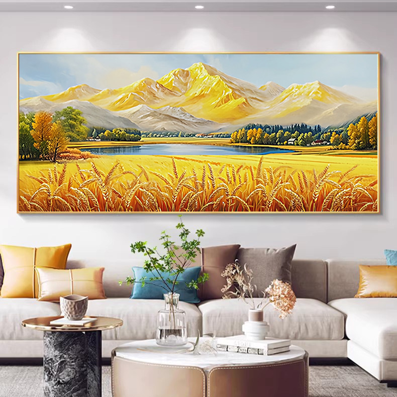 装饰画家居壁画背景墙办公室挂画金山丰收背靠客厅沙发聚宝盆墙画