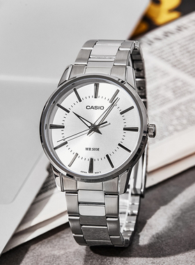 正品卡西欧手表男士大表盘简约指针钢带防水男表MTP-1303海外直邮