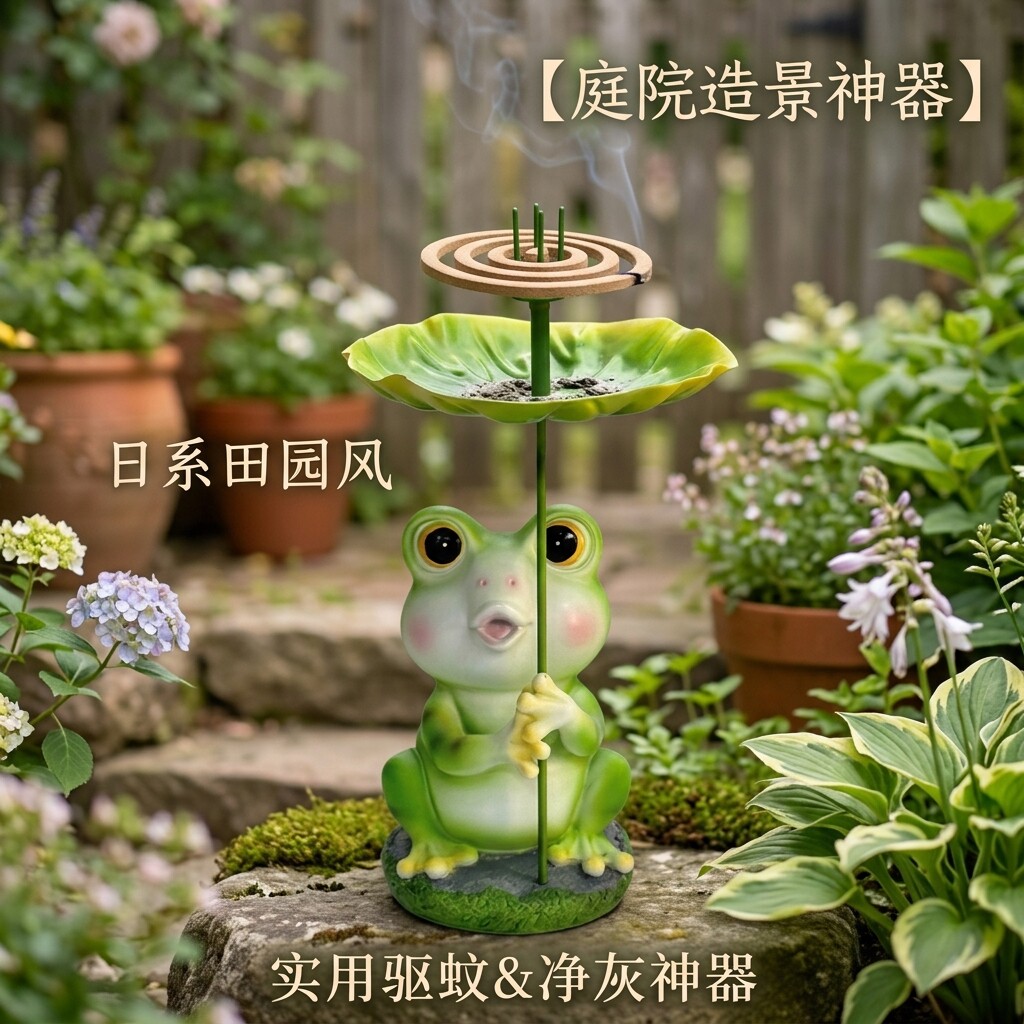 户外驱蚊青蛙荷叶插香盘