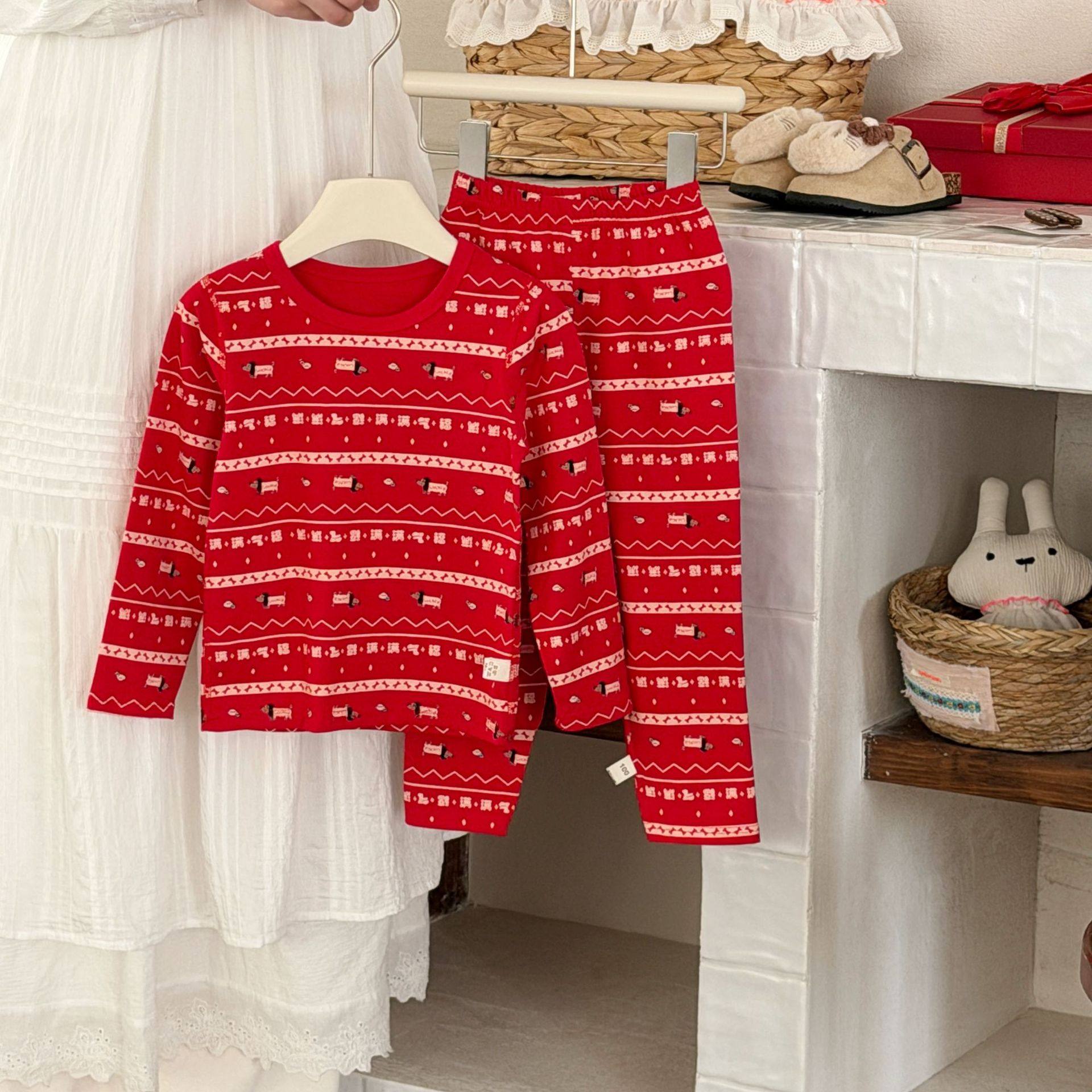 儿童纯棉本命年秋衣秋裤内衣套装男女大童红色马年保暖打底杉睡衣,童装/婴儿装/亲子装,内衣套装,淘宝优惠券,粉丝福利购,淘宝优惠卷