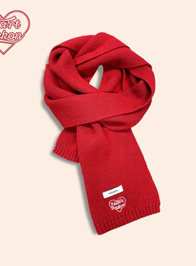 HeartBeckon红色羊毛围巾女款2025新款秋冬季氛围感保暖针织羊绒