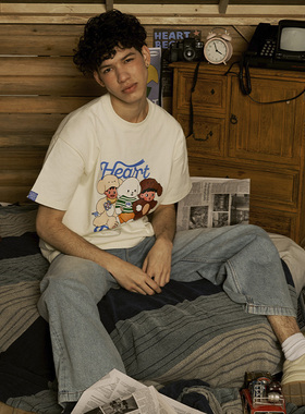 HEARTBECKON汉贝克原创「插画师合作款」短袖卡通圆领趣味潮牌t恤