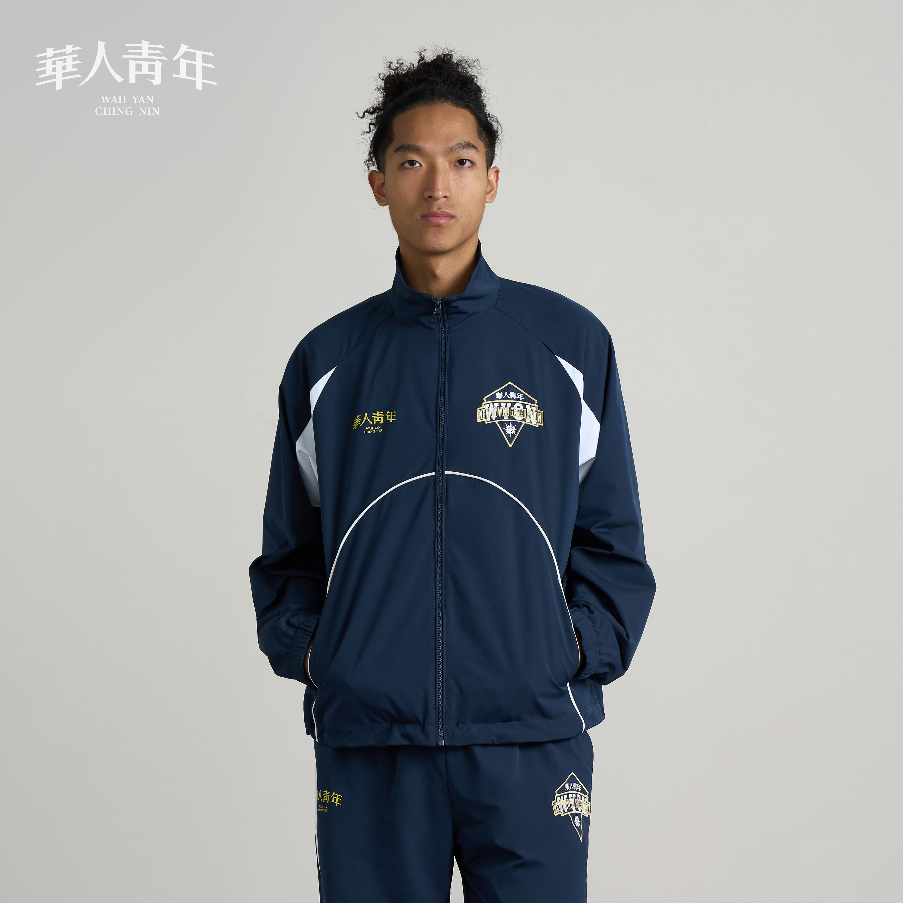 华人青年时尚拼接刺绣运动夹克男春季新款情侣户外休闲潮牌外套