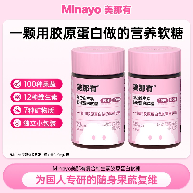 【官方店旗舰】Minayo美那有复合维生素胶原蛋白软糖矿物质百香果图片