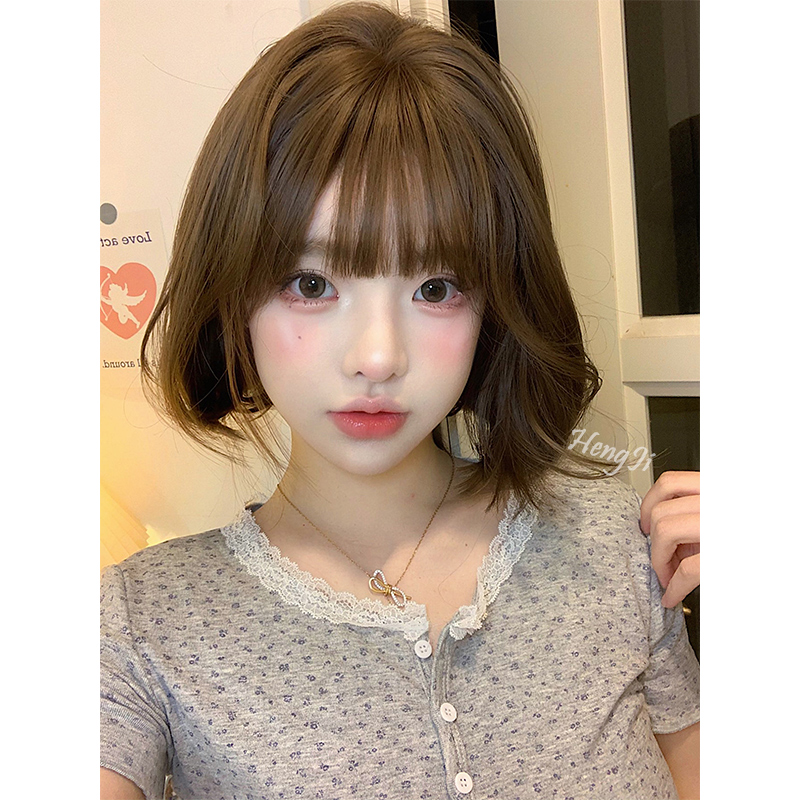 哼唧家假发女短发自然榛果灰棕微卷Lolita短卷发蓬松学生jk全头套