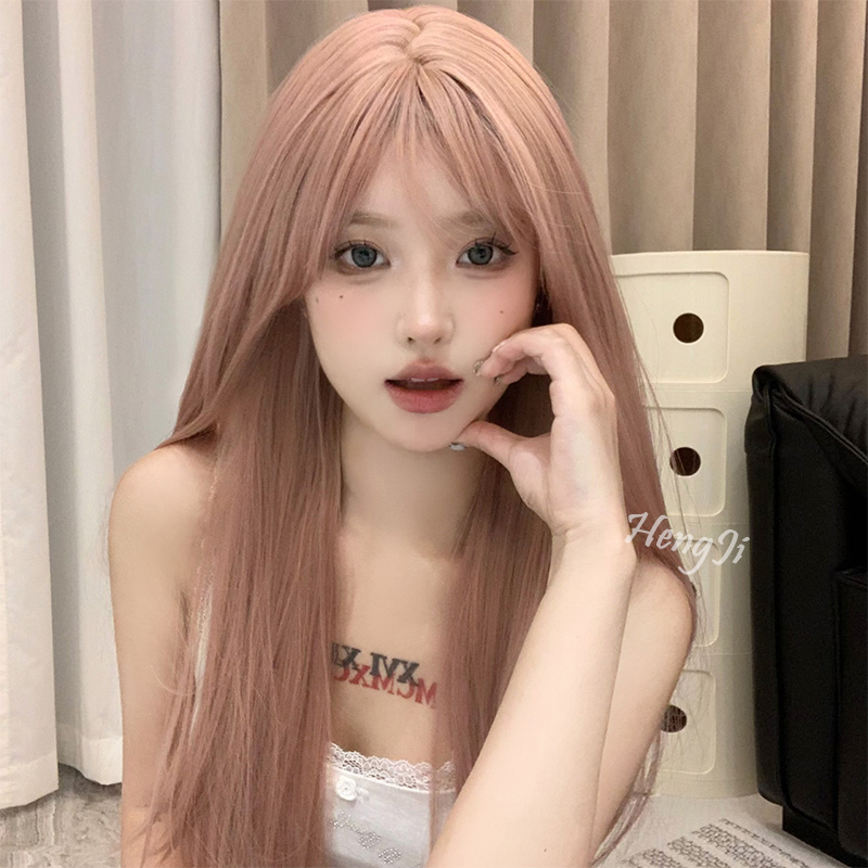 哼唧假发女长发全头套自然仿真长直发气质修脸网红空气刘海假发套