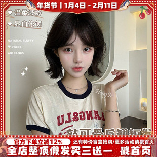 哼唧假发女日常网红短发波波头lolita自然jk全头套假发