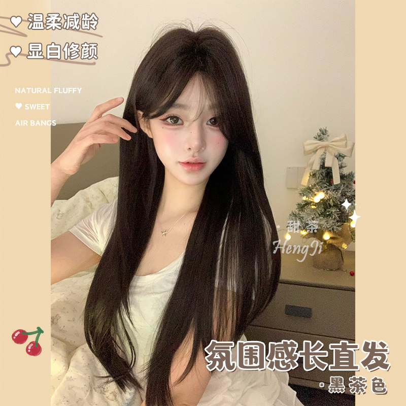 哼唧假发女长发jk黑长直韩系自然日常逼真浏海网红Lolita全头套