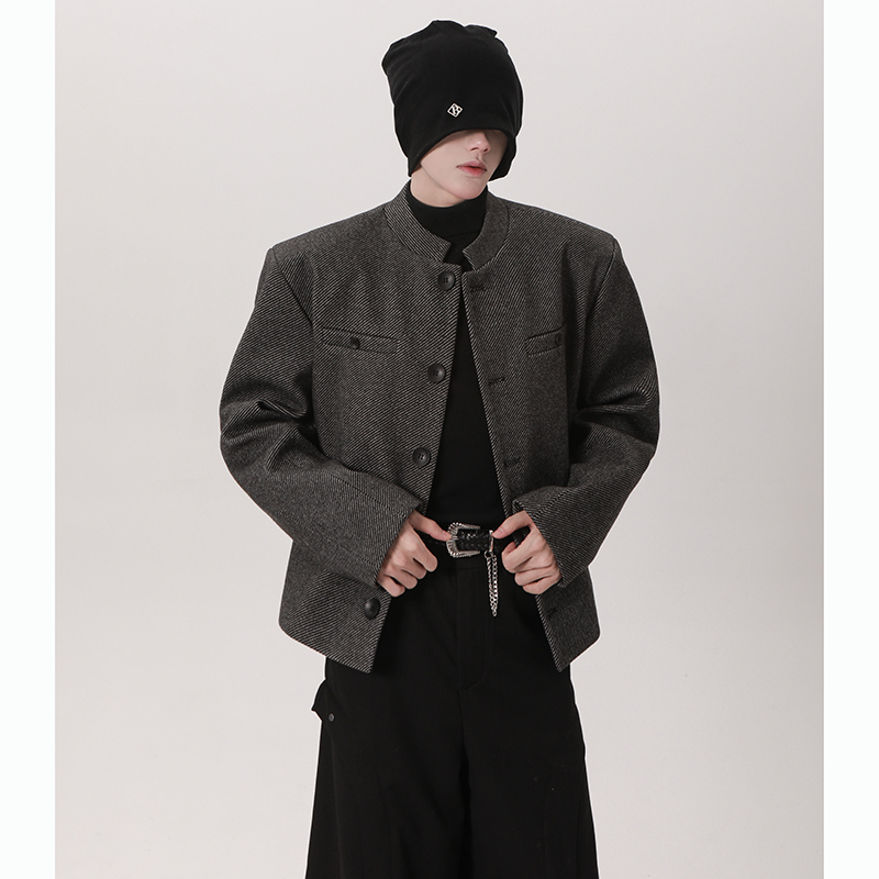 YUXIAN余闲東崛NOLOGO物空宋松pd大人emeisa垫肩设计立领西装外套