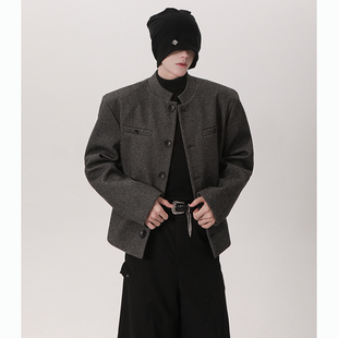 YUXIAN余闲東崛NOLOGO物空宋松pd大人emeisa垫肩设计立领西装外套