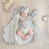 婴儿竹纤维睡袋防惊跳宝宝一体防踢四季 包被外出两用夏季 薄小月龄