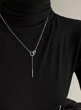 。珍珠项链秋冬女银色五角星冬天配毛衣的项链新款小众设计感锁骨