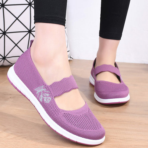 单鞋健步透气中老年平底