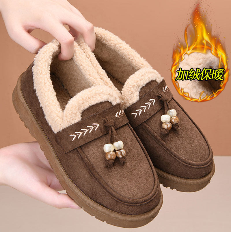 冬加绒加厚一脚蹬老北京布鞋女中老年妈妈鞋防滑软底豆豆厚底棉鞋,女鞋,乐福鞋（豆豆鞋）,淘宝优惠券,粉丝福利购,淘宝优惠卷