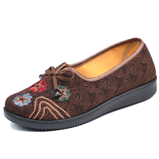 老北京布鞋防滑软底老人鞋女一脚蹬平底奶奶鞋老太太鞋女秋妈妈鞋