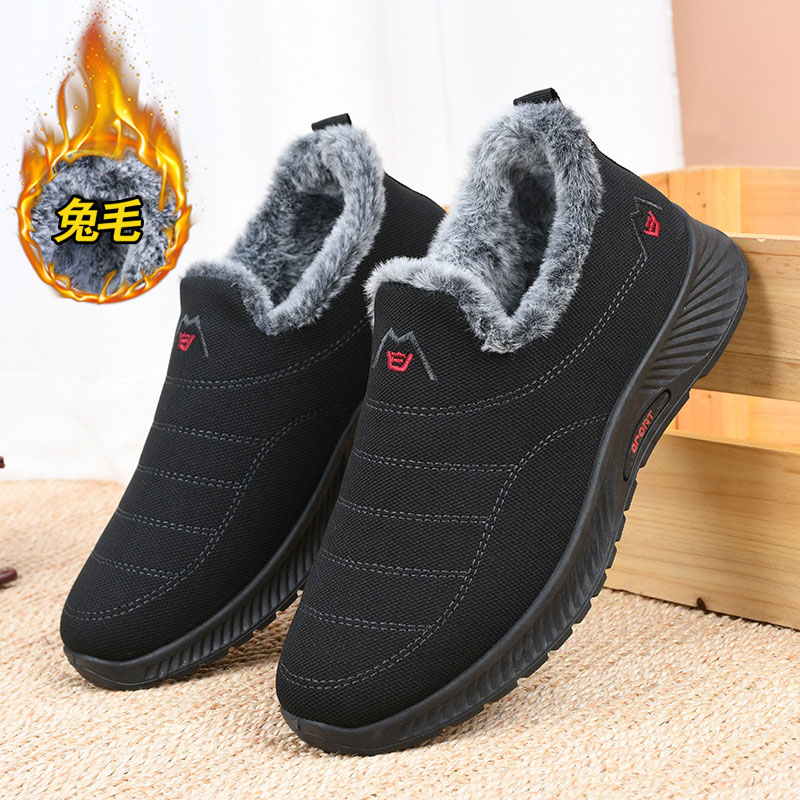 冬季加绒加厚爸爸鞋一脚蹬防滑
