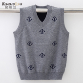 中大童毛衣背心鸡心领毛衫 秋冬坎肩 双层马甲2025大童套头打底衫