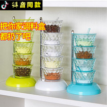~简易多层立式调料盒水晶立式旋转调味罐旋转调料盒旋转式厨房。