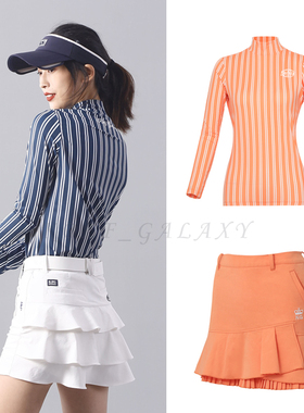 韩版新款流行橙色系吸湿速干冰丝冷感高尔夫羽毛球网球打底包臀裙