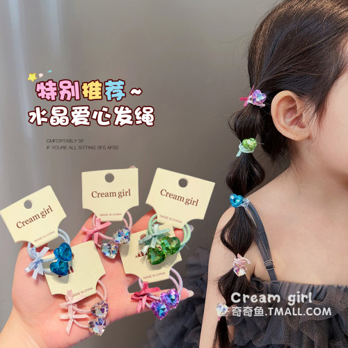 女孩水钻爱心发圈宝宝扎辫子皮筋