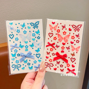 小女孩耳环贴女童脸部化妆贴脸饰品儿童耳钉贴纸宝宝钻石脸贴免胶