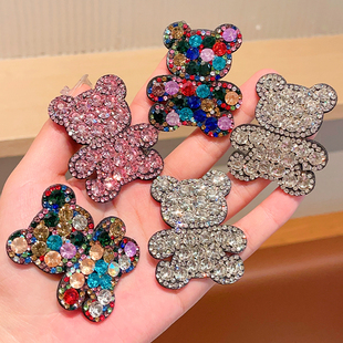 儿童高颜值水钻小熊发夹女童刘海发卡女孩洋气bb夹宝宝后脑勺发饰