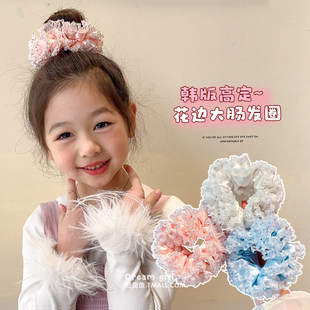 宝宝超仙亮片花边大肠发圈女孩丸子头发饰儿童气质高弹力头绳发绳