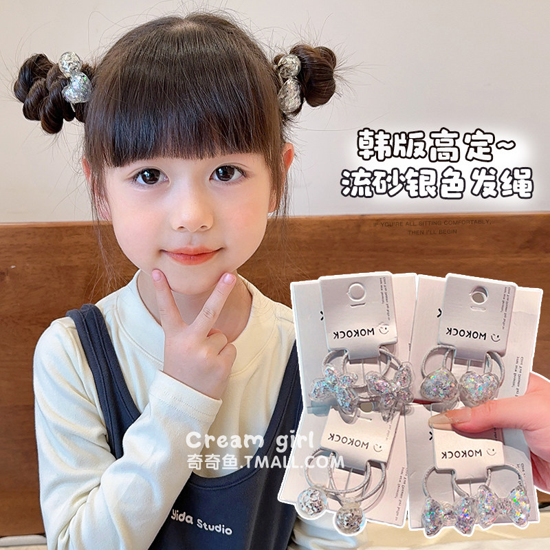 儿童发圈可爱银色亮片蝴蝶结发饰发绳高弹力宝宝皮筋女童头绳头饰,童装/婴儿装/亲子装,发饰,淘宝优惠券,粉丝福利购,淘宝优惠卷