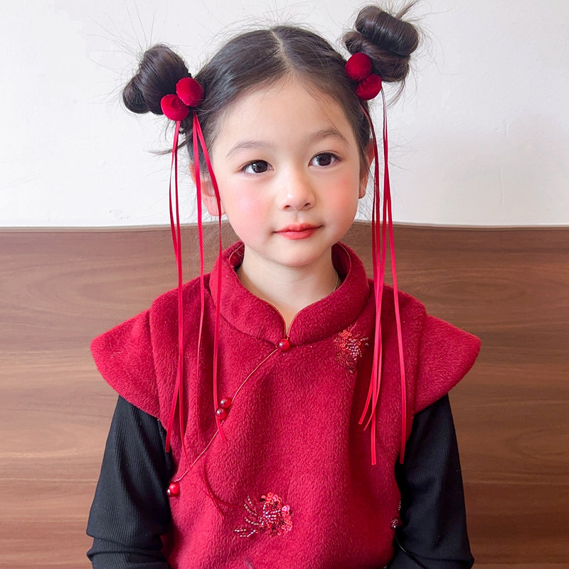 宝宝喜庆酒红色小球球丝带发圈女童新年发饰皮筋儿童过年头饰头绳,童装/婴儿装/亲子装,发饰,淘宝优惠券,粉丝福利购,淘宝优惠卷